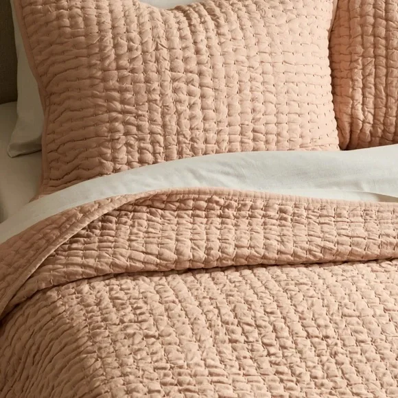 QUINCE Linen Cotton Stitch Quilt | King/Cal King | Desert Sunset - Picture 4 of 7